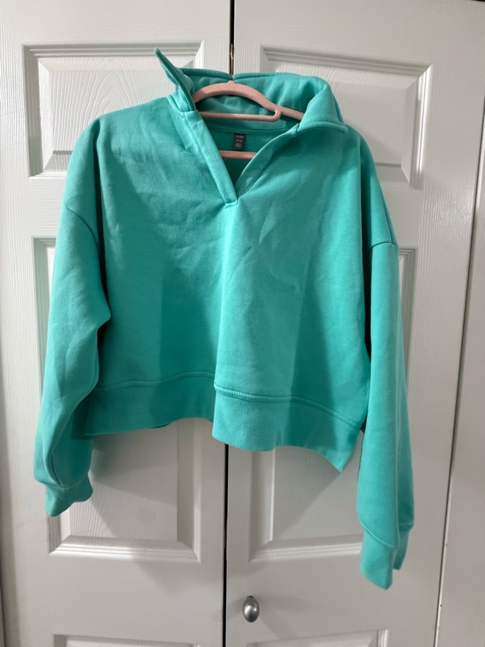 Joe Fresh Mint Quarter Zip Cropped Sweatshirt | Size M